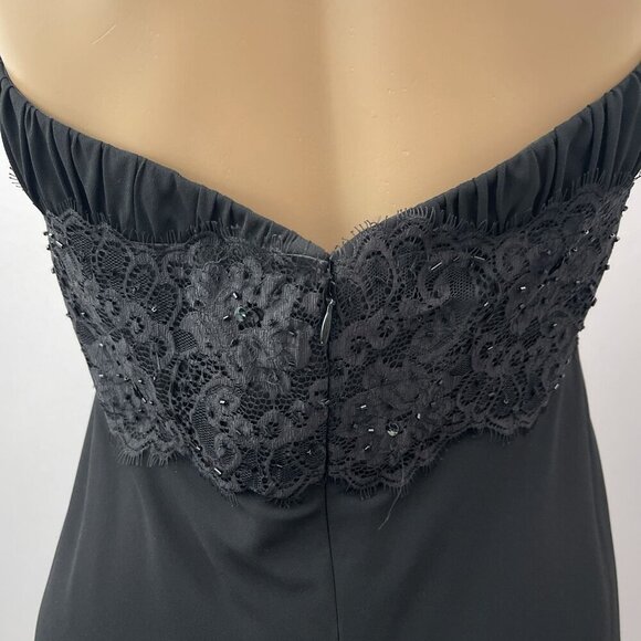 Y2K White House Black Market Halter-Neck Pleated Lace Bodice‎ Fit Flare Dress 8 - Picture 6 of 11